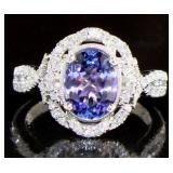 14kt Gold 2.14 ct Oval Tanzanite & Diamond Ring 14kt Gold 2.14 ct Oval Tanzanite & Diamond Ring