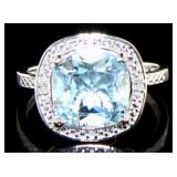 Natural 4.96 ct Blue Topaz & Diamond Ring Natural 4.96 ct Blue Topaz & Diamond Ring