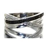 Elegant Black & White Diamond Accent Ring Elegant Black & White Diamond Accent Ring