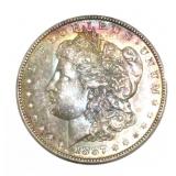 1887 BU Rainbow Toned Morgan Silver Dollar