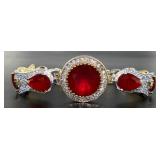 Vintage Style 22.55 ct Round & Pear Ruby Bracelet