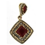 Elegant 4.68 ct Ruby & Topaz Baguette Pendant