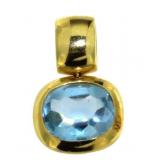 18kt Gold Natural 6.44 ct Swiss Blue Topaz Pendant