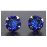 14kt Gold Round 3.00 ct Sapphire Stud Earrings