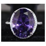 Brilliant Oval 8.70 ct Amethyst Solitaire Ring