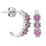 Pink Sapphire, Amethyst & Diamond Post Earrings