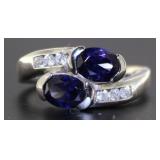 Brilliant 2.20 ct Tanzanite 2 Stone Designer Ring