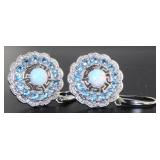 Elegant Opal & Blue Topaz Designer Earrings