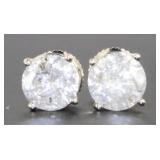 14kt Gold Brilliant 2.22 ct Diamond Stud Earrings