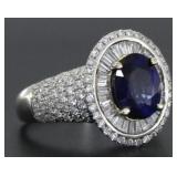 14kt Gold 3.90 ct Oval Sapphire & Diamond Ring