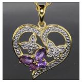 Genuine African Amethyst & Diamond Pendant