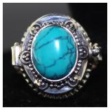 Natural Cabochon Turquoise Keepsake Ring