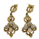 14kt Gold Antique Fire Opal Chandelier Earrings