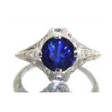 14kt Gold 2.76 ct Round Sapphire Ring