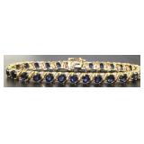 14kt Gold Natural 9.00 ct Sapphire-Diam. Bracelet