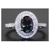 Oval 2.20 ct Mystic Topaz Double Halo Ring