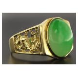 14kt Gold Cabochon Natural Jade Estate Ring