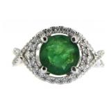 14kt Gold 1.95 ct Round Emerald & Diamond Ring