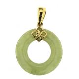 14kt Gold Natural Jade Pendant