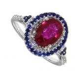 14kt Gold 2.35 ct Ruby-Sapphire & Diamond Ring