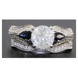 14kt Gold 2.51 ct 2 pc Diamond-Sapphire Bridal