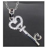 Antique Skeleton Key White Topaz Pendant