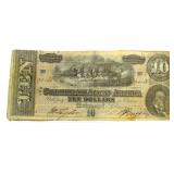 1864 Confederate States $10 Bank Note RIchmond VA