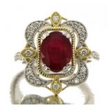 14kt Gold Oval 2.86 ct Ruby & Diamond Ring