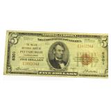 1929 Pittsburgh $5 National Currency Bank Note