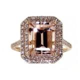 14kt Rose Gold 3.50 ct Morganite & Diamond Ring