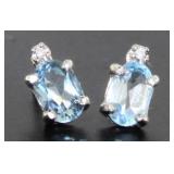 Beautiful Blue Topaz & Diamond Earrings