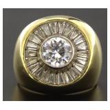 10kt Gold White Topaz-Bageutte Large Ring