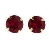 14kt Gold Round 3.00 ct Ruby Stud Earrings