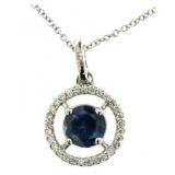 14kt Gold 3/4 ct Fancy Blue Diamond Necklace