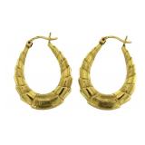 14kt Gold Elongated Large Hoop Earrings