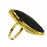 10kt Gold Vintage XL Marquise Onyx Estate Ring