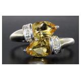 Genuine 2.13 ct Pear Cut Citrine Designer Ring