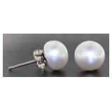 Genuine 8 mm White Freshwater Pearl Earrings