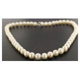 Genuine 8 mm Hand Knotted White Pearl Necklace