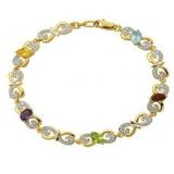 Genuine Marquise Gemstone & Diamond Bracelet