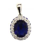 Stunning Oval 4.18 ct Sapphire Designer Pendant