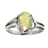 Natural Oval 1.31 ct Fire Opal & Diamond Ring