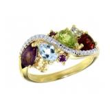 Genuine Gemstone & Diamond Ring