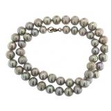 Genuine 8 mm Hand Knotted Gray Pearl Necklace