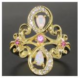 Stunning Pink Sapphire & Opal Dinner Ring