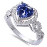 Tanzanite Heart & White Topaz Infinity Ring