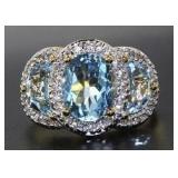 Genuine 4.60 ct Sky Blue Topaz Designer Ring