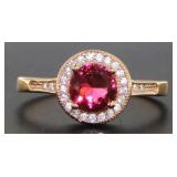 Beautiful Rose Toned Halo Style Ruby & White Topaz