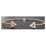 Rose White Topaz Triangle-Arrow Cuff Bracelet