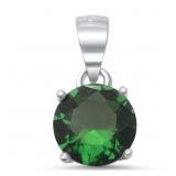 Beautiful Round Emerald Solitaire Pendant